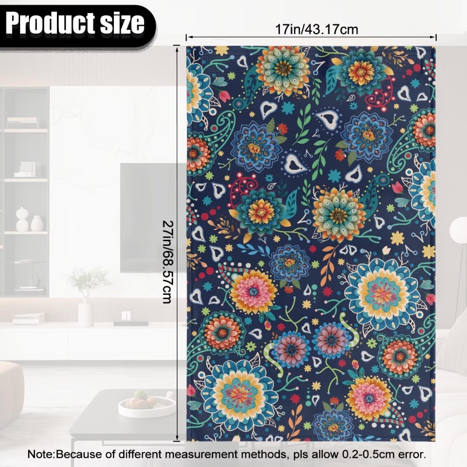 Xoenoiee Pokrowiec na zagłówek w stylu boho, mandala, wzór kwiatowy, na leżankę, ochraniacz na zagłówek kanapy, pokrowiec na zagłówek na sofę, meble, 3 szt