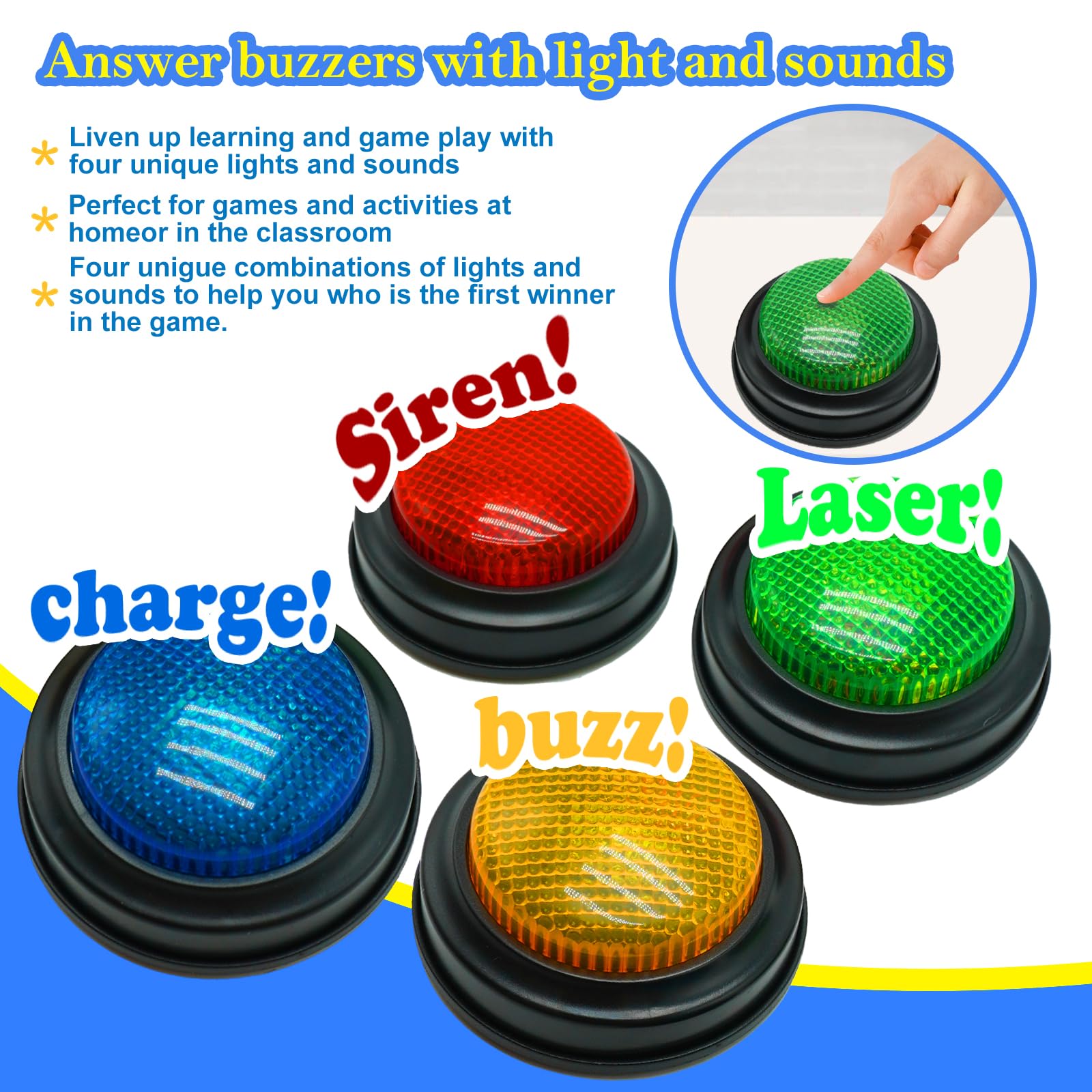 Gelabur 8-Pack Buzzers for Trivia Games Answer Buzzers for Classroom Family Feud Jeopardy Buzzer - Image 3