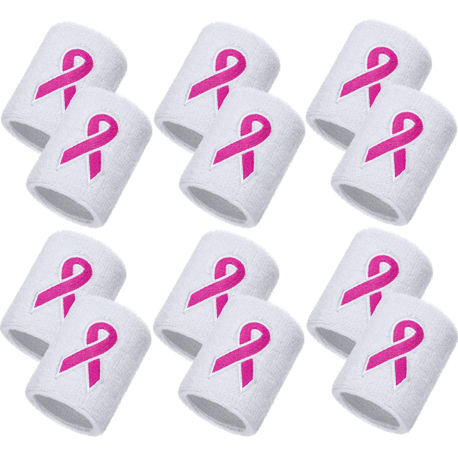 Bememo 12 Pack Breast Cancer Awareness Wristbands Bulk Pink Ribbon