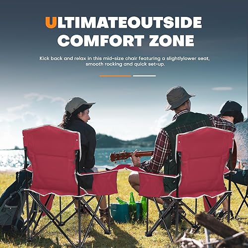 Miniatura 3 de XMT Silla plegable acolchada de alta calidad, extra ancha y resistente, capacidad de 450 libras, silla de campamento portátil con enfriador