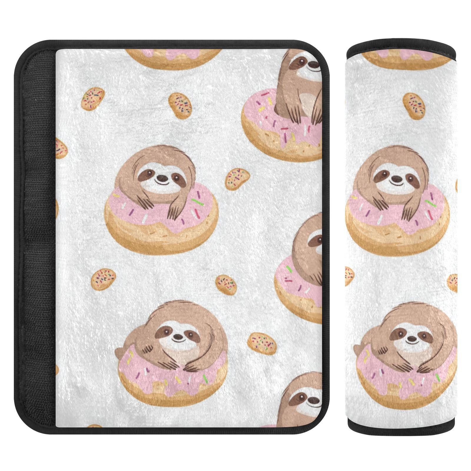 Seat Belt Covers 2 Pack Cute Sloths Car Seat Strap Covers Super Soft Floating Donut Car Seat Neck Cover for Boys Girls Adults Babies M