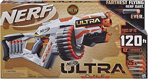 Miniatura 2 de Nerf Ultra One - Pistola motorizada de alta capacidad, 25 dardos Nerf Ultra Oficiales, los dardos Nerf más lejanos voladores