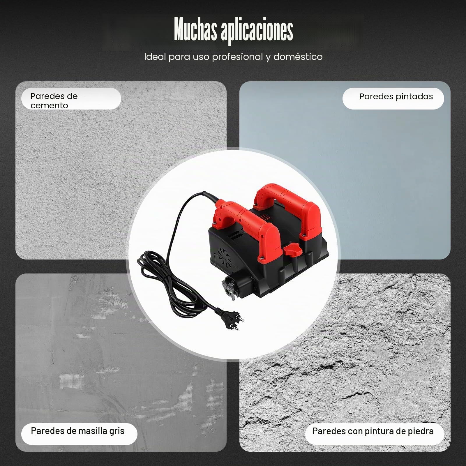 1200W Cepilladora Eléctrica Lijadora de Hormigón Contiene 26 Cuchillas Fresadora de Cilindros Lijadora de Pared Fresa de Yeso 3000 t/min