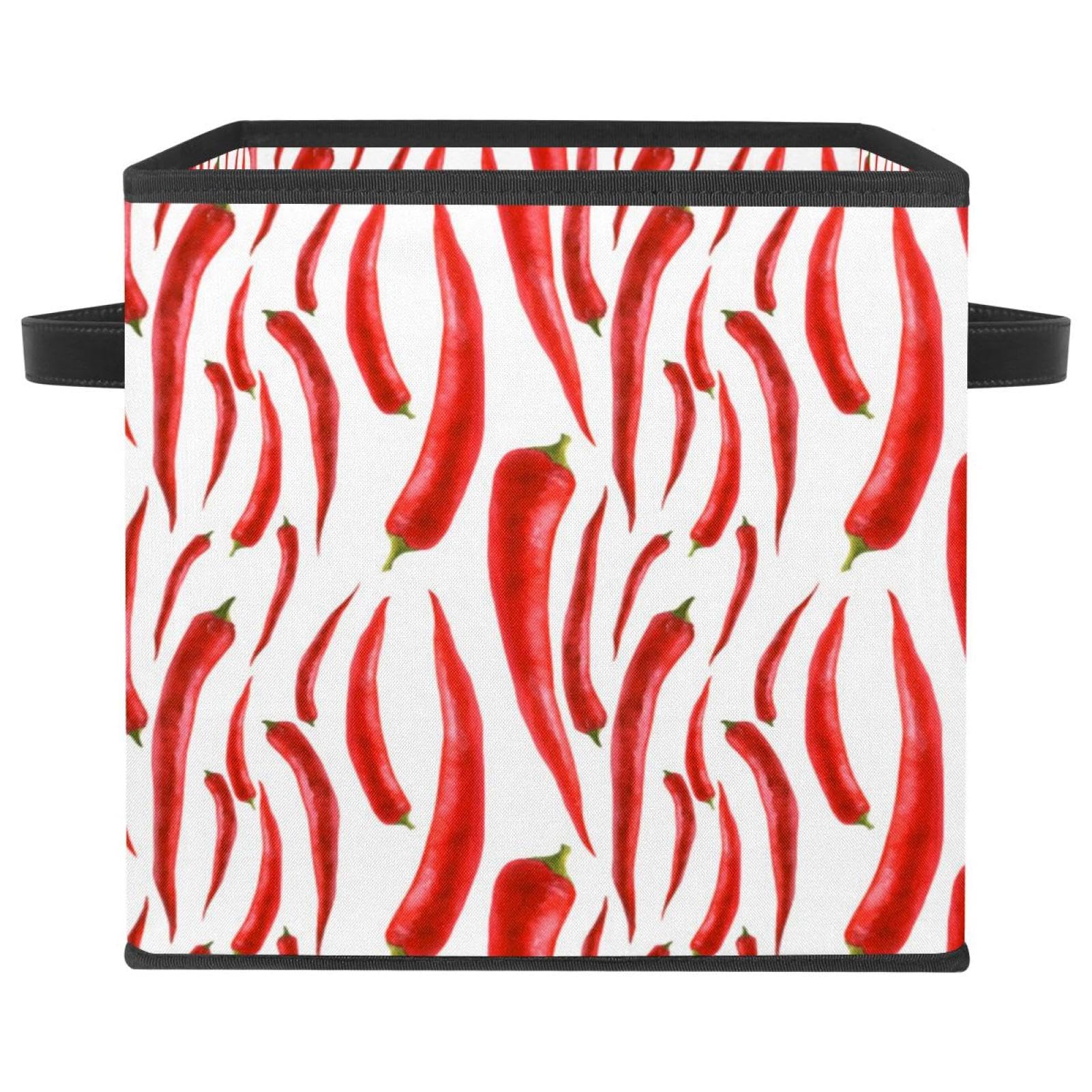 Boîte de rangement pliable cube en tissu piment fort tracé pour placard