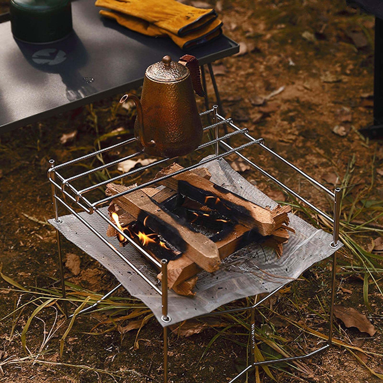 Sk?adane ognisko - Sk?adane palenisko z od? ?czan? siatk? do grillowania | Ultralekki piec drewno opa?owe do spalania z plecakiem Piesze wycieczki Piknik turystyczny Jyfanse
