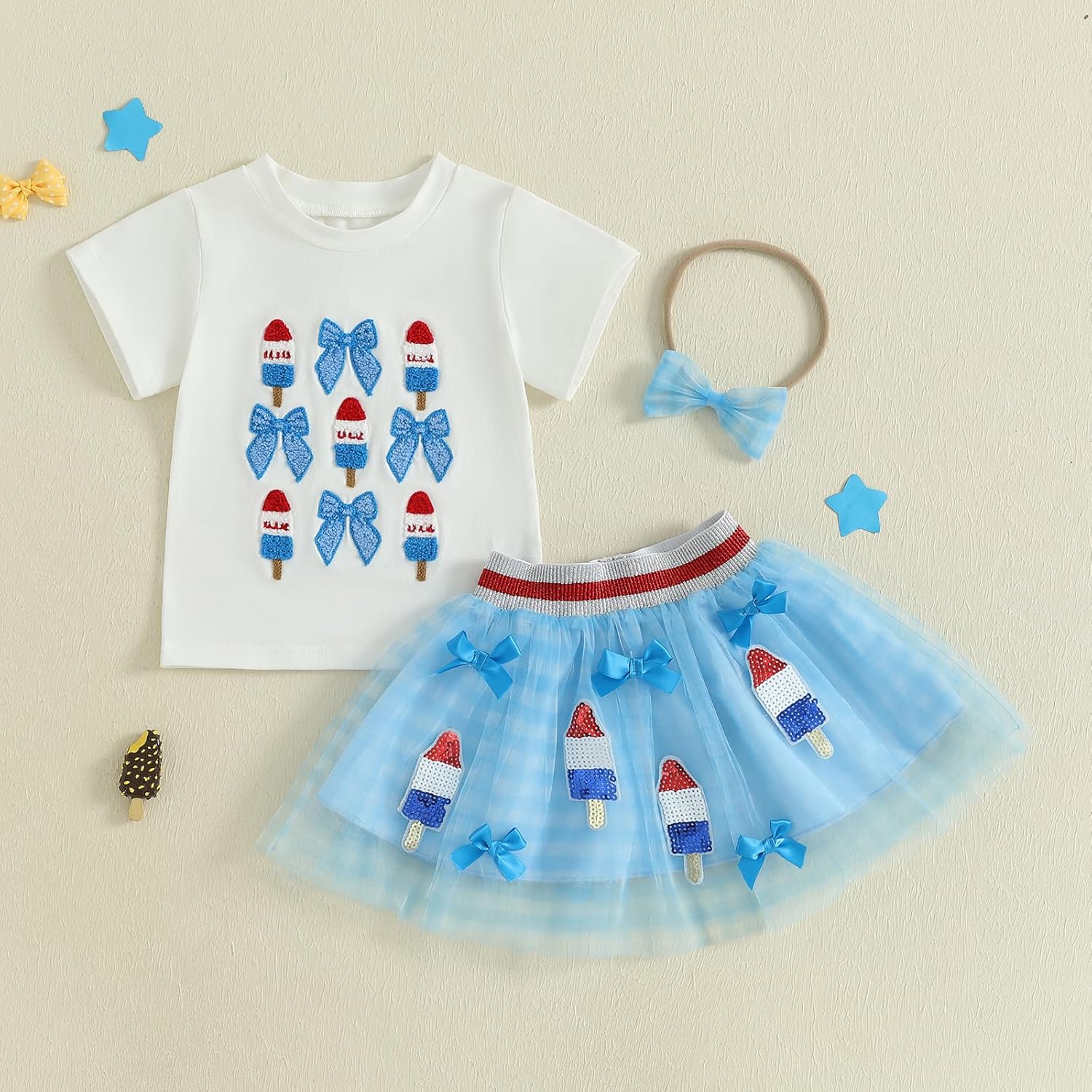 Toddler Baby Girl 4th Fourth of July Outfit USA Shirt Stars Memorial Tutu Skirt Set Little Girl Summer Clothes - Image 5
