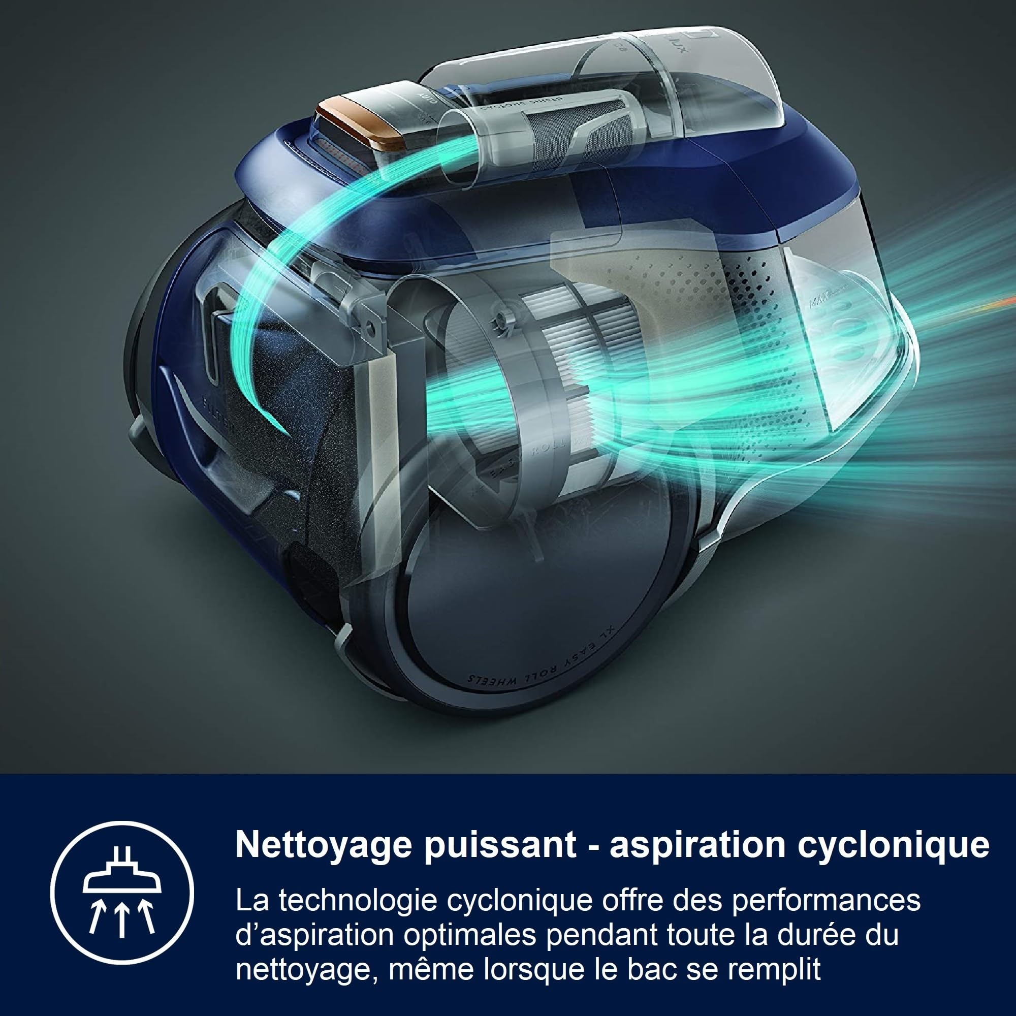Electrolux Animal 600 EL61A4UG, Aspirateur Traineau sans Sac, Accessoires Poils d'animaux, 6 étapes de Filtration, Gain de Place, Technologie Cyclonique, Gris