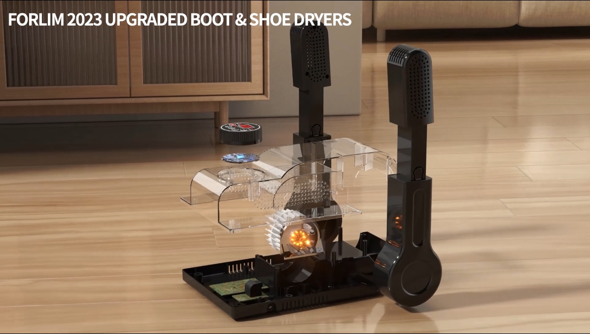 Image of FORLIM Shoe & Boot Dryer for Work Boots, 3 Temp Modes, 24H Delay, Black | Forced Warm Air for Sneakers, Gloves & Ski Gear; Smart Panel, 99-Min Timer, Toe-Reach Ports for Workers, Hunters, Rain & Snow