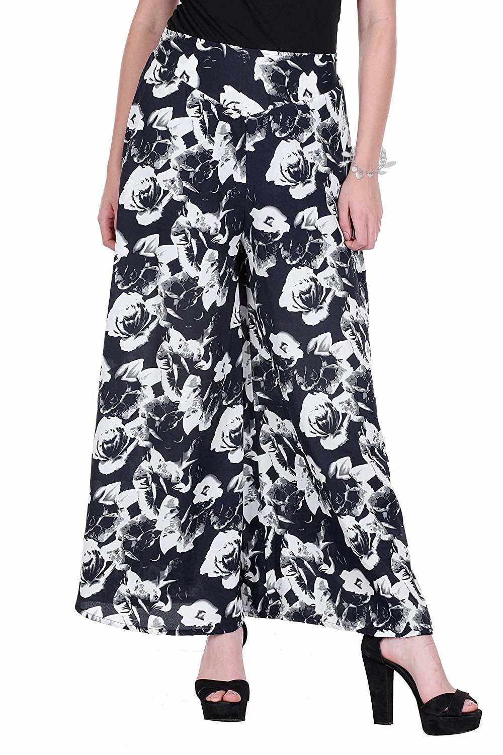 lili Crepe Printed Palazzo for Women (3XL, Black)-picture-45