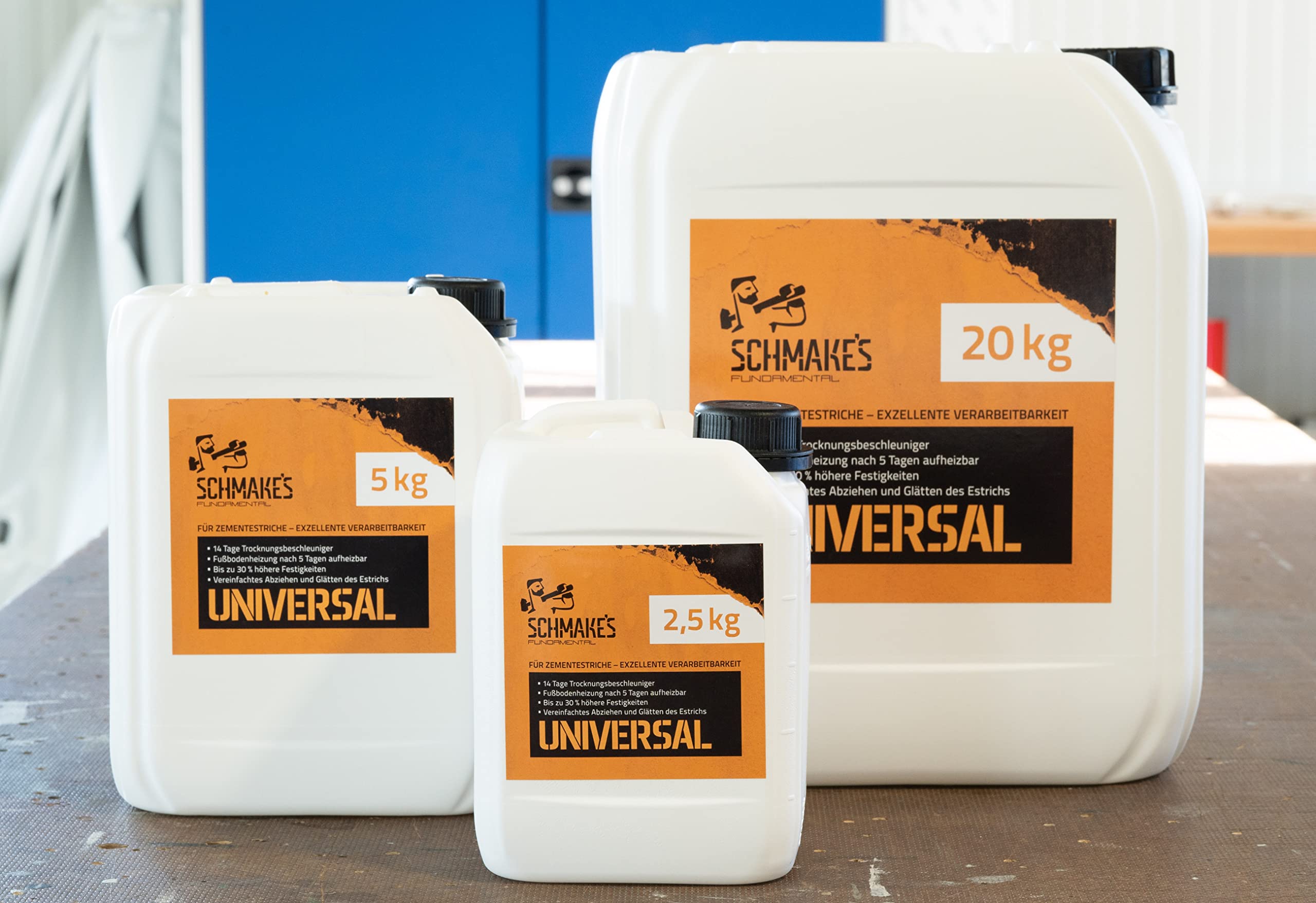 SCHMAKE'S Universal Estrichbeschleuniger 2,5 kg für ca. 12,5 m² Zement-Estrich, Zusatzmittel, Plastifizierer, Schnellbinder, Trocknungsbeschleuniger, Heizestrich Beton IBF-Zertifiziert