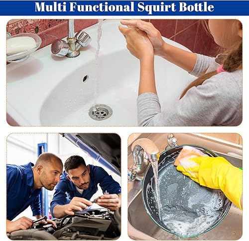 Miniatura 7 de Dandat 24 botellas para apretar tatuajes, 8.5 fl oz8.5 onzas, botella de lavado de laboratorio de plástico colorido de seguridad para agua, enjuague