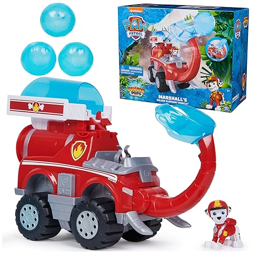 PAW Patrol Jungle Pups, Marshall Elefante Camión de Bomberos con Lanzador de Proyectiles, Vehículo de Juguetes con Figura de Acción, Juguetes para Niños y Niñas de 3 años en adelante