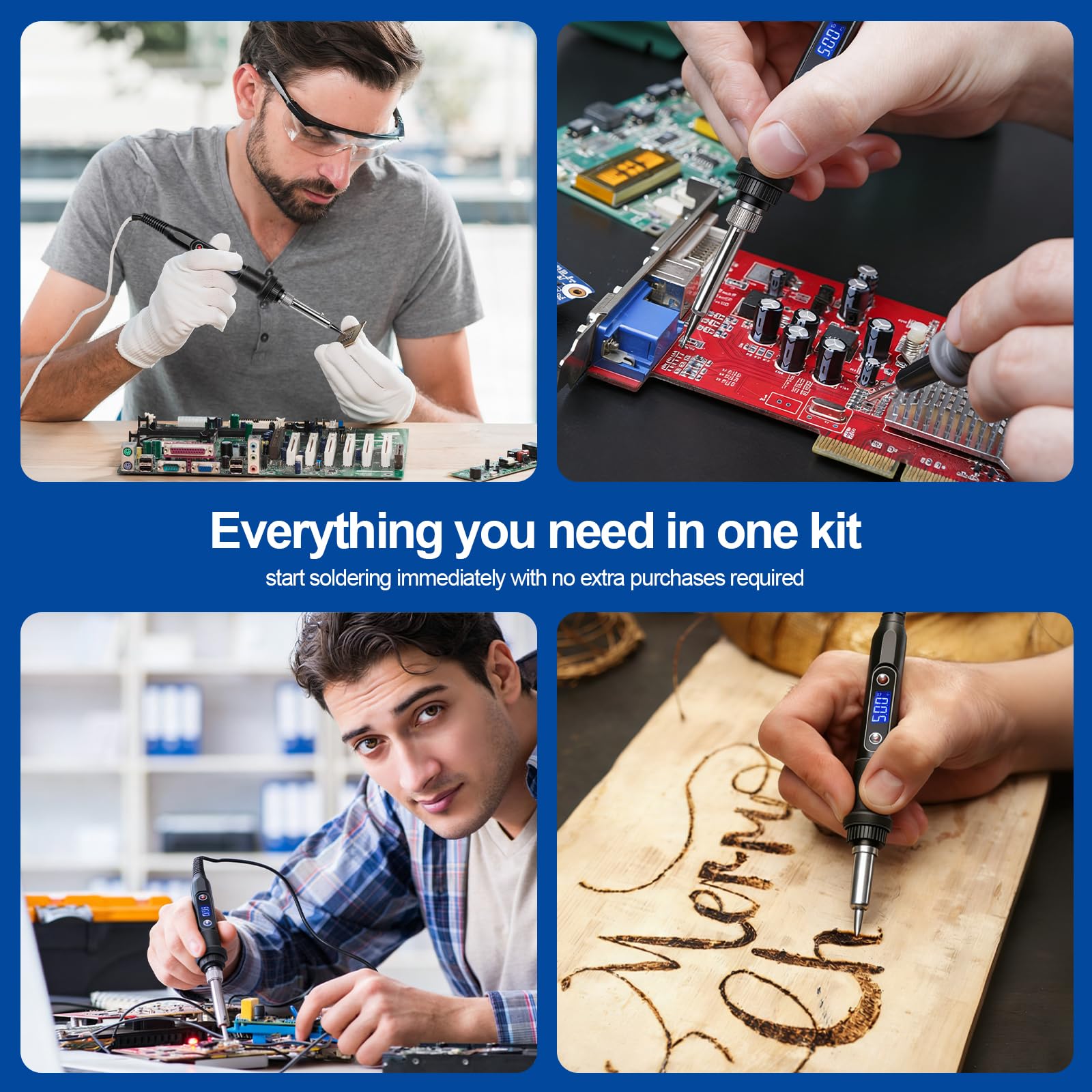 Kit Soldador, Soldador Eléctrico 80W con Pantalla LCD y Temperatura Ajustable 180-500°C, Soldador de Estaño con Interruptor ON/OFF y 5 Puntas, para Reparaciones Electrónicas y Bricolaje — view 7