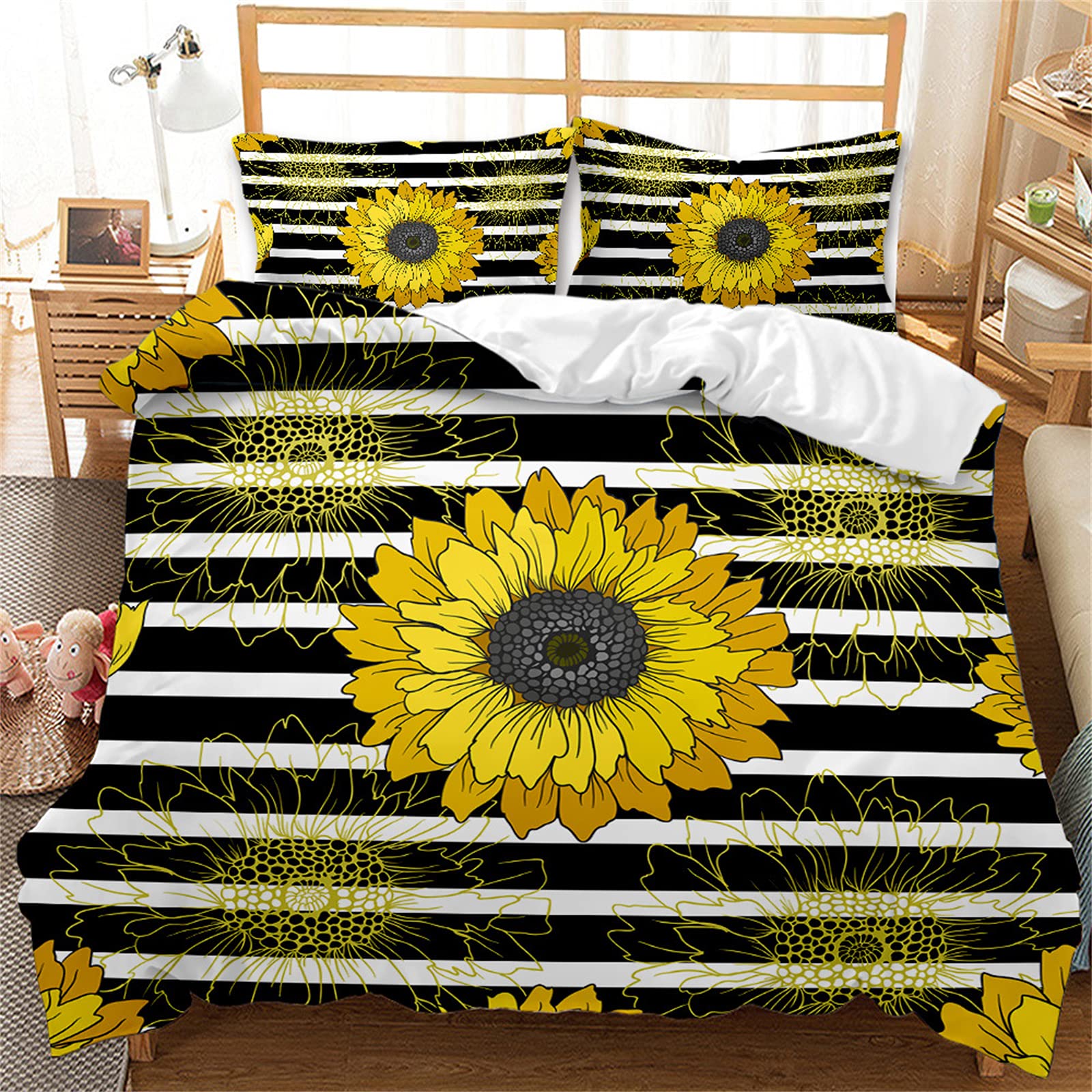 Set Copripiumino Girasole, Floreale Floreale con Federa e Cerniera