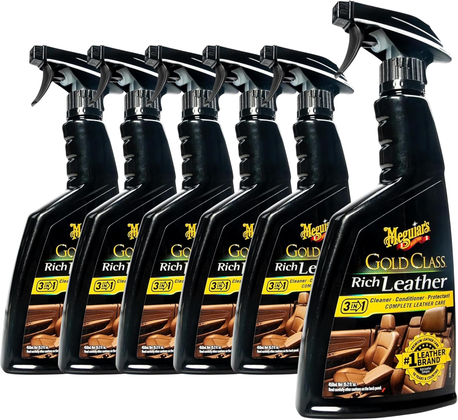 Meguiar's Rich Leather Spray, 6 Pack (6 x 15.20 oz = 91.20 oz Total) Automotive Leather Cleaner and Conditioner, 3-in-1 Clean Condition Protect for Car Seats and Interior in Cars Trucks and SUVs