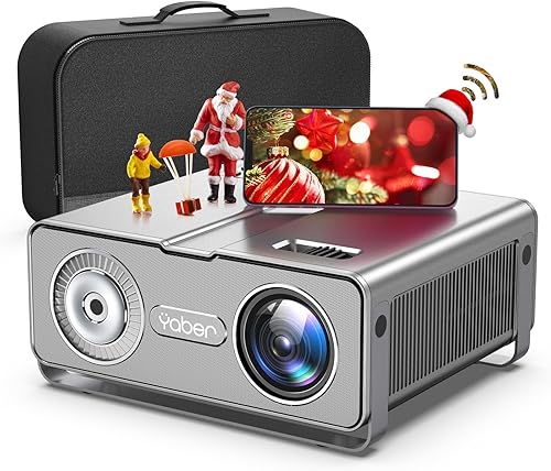 YABER Proyector Bluetooth WiFi 5G, 19000L Native 1080P 4K compatible con proyector con bolsa, portátil para uso en exteriores, proyector de película