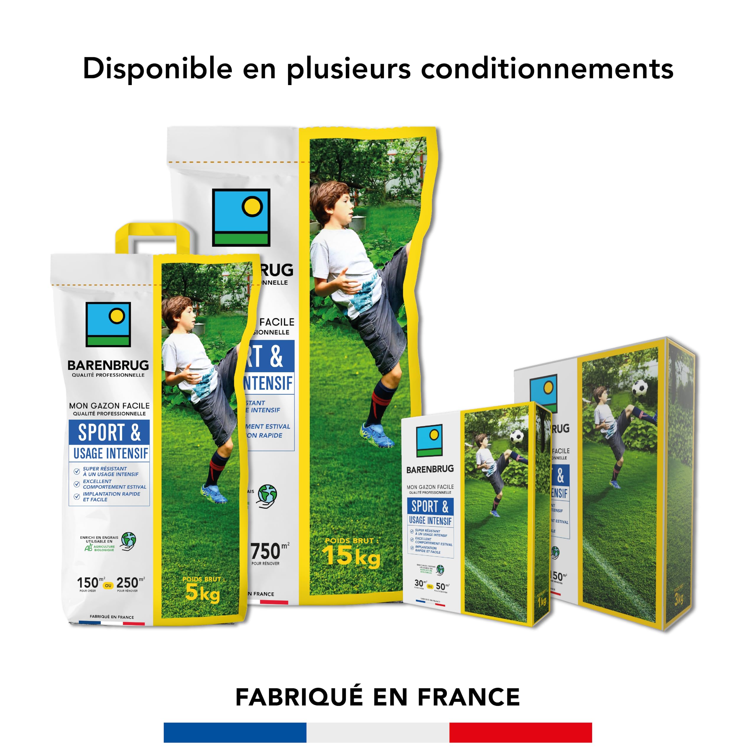 BARENBRUG Gazon Sport Usage intensif Super Résistant 1KG