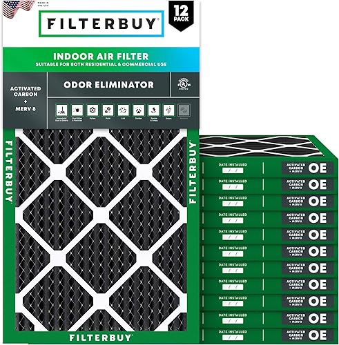 Filterbuy Filtro de aire MERV 8 de 16 x 30 x 1 pulgadas (paquete de 12), filtros de aire plisados para calefacción, calefacción, aire acondicionado