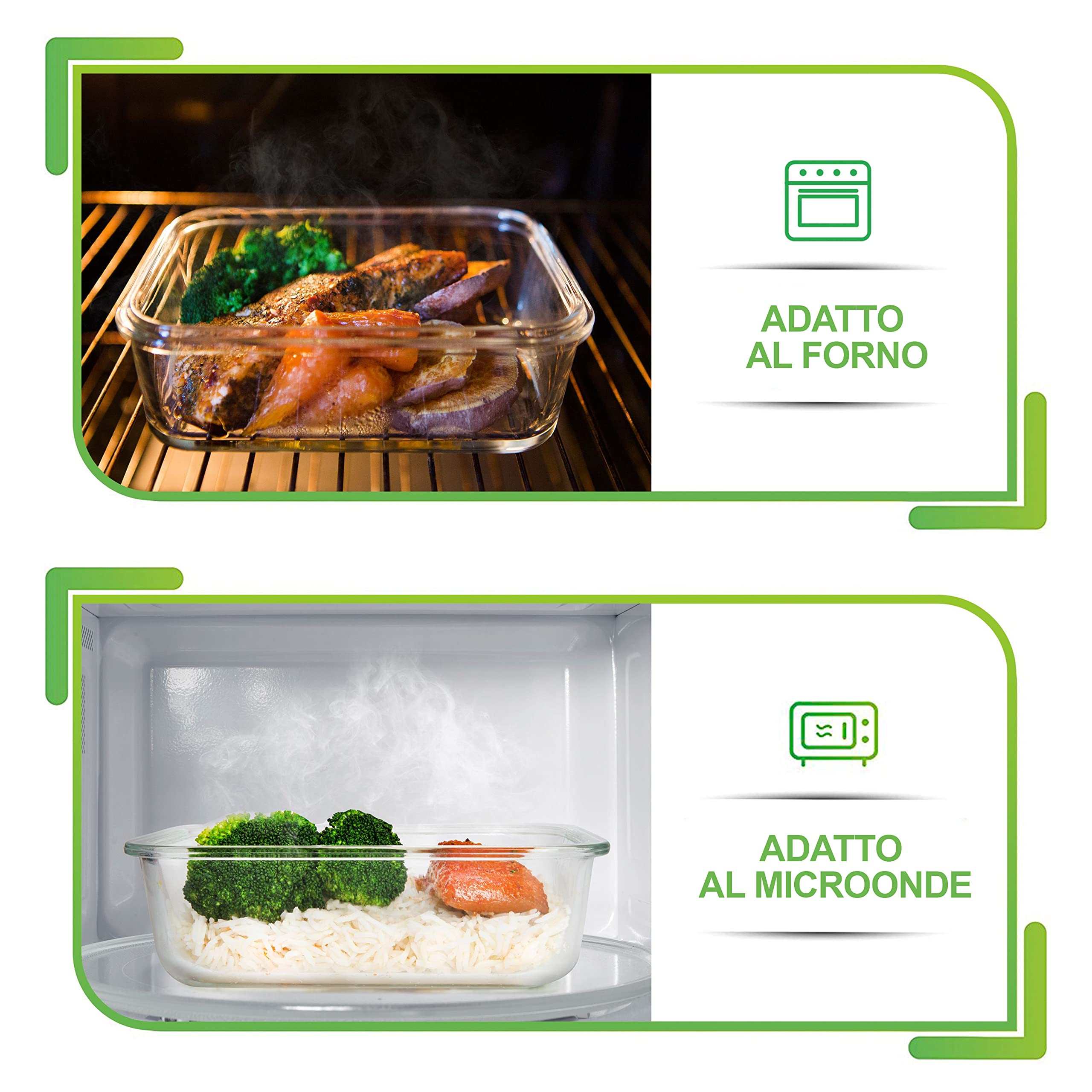 ACTIVE Max Home Pack 8 contenitori in vetro ermetici, lunch box