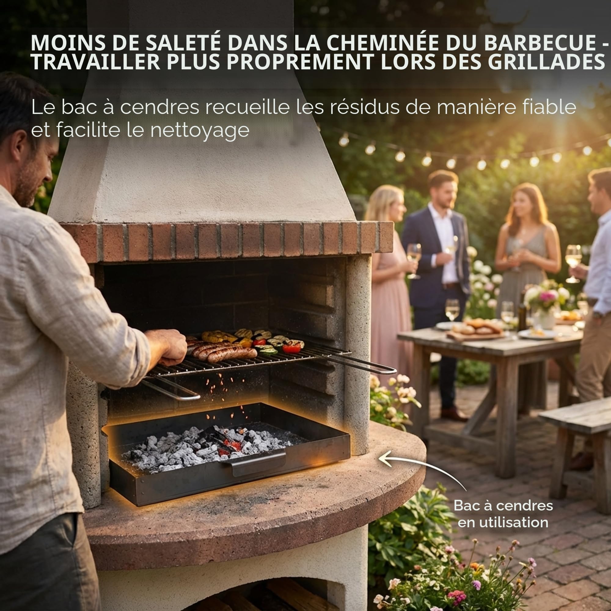 EWH Bac à cendres pour barbecue en acier CorTen aspect rouille (60 x 40 cm) Bac à cendres/bac à cendres, barbecue extérieur, cheminée extérieure