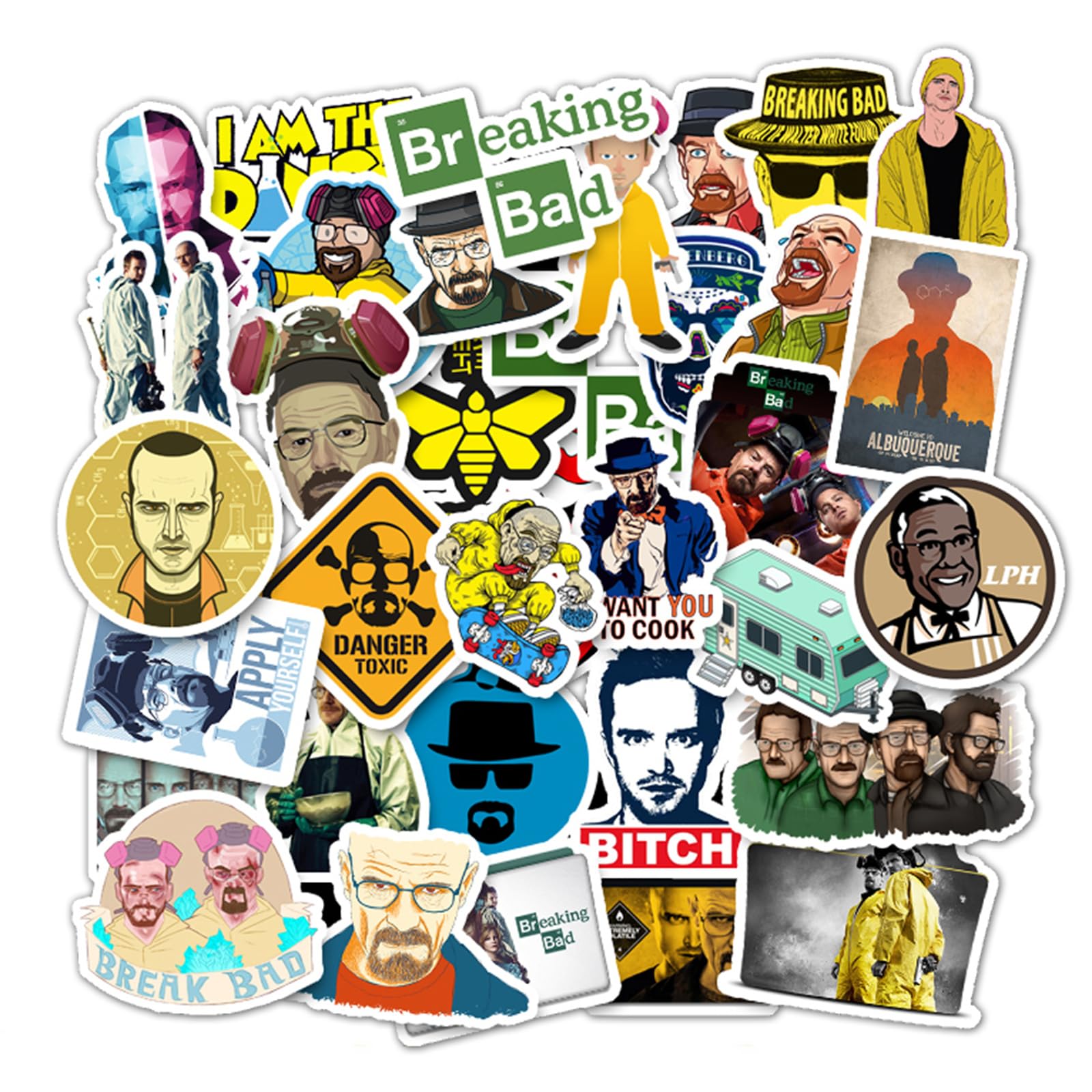 Generic50Pcs Breaking Bad TV Show Merchandise Stickers Pack of Stickers-Funny Quote Vinyl Stickers for Laptop Water Bottles Phone Computers Guitar Helmet Gift for Kids, Teens, Adults(Breaking Bad)