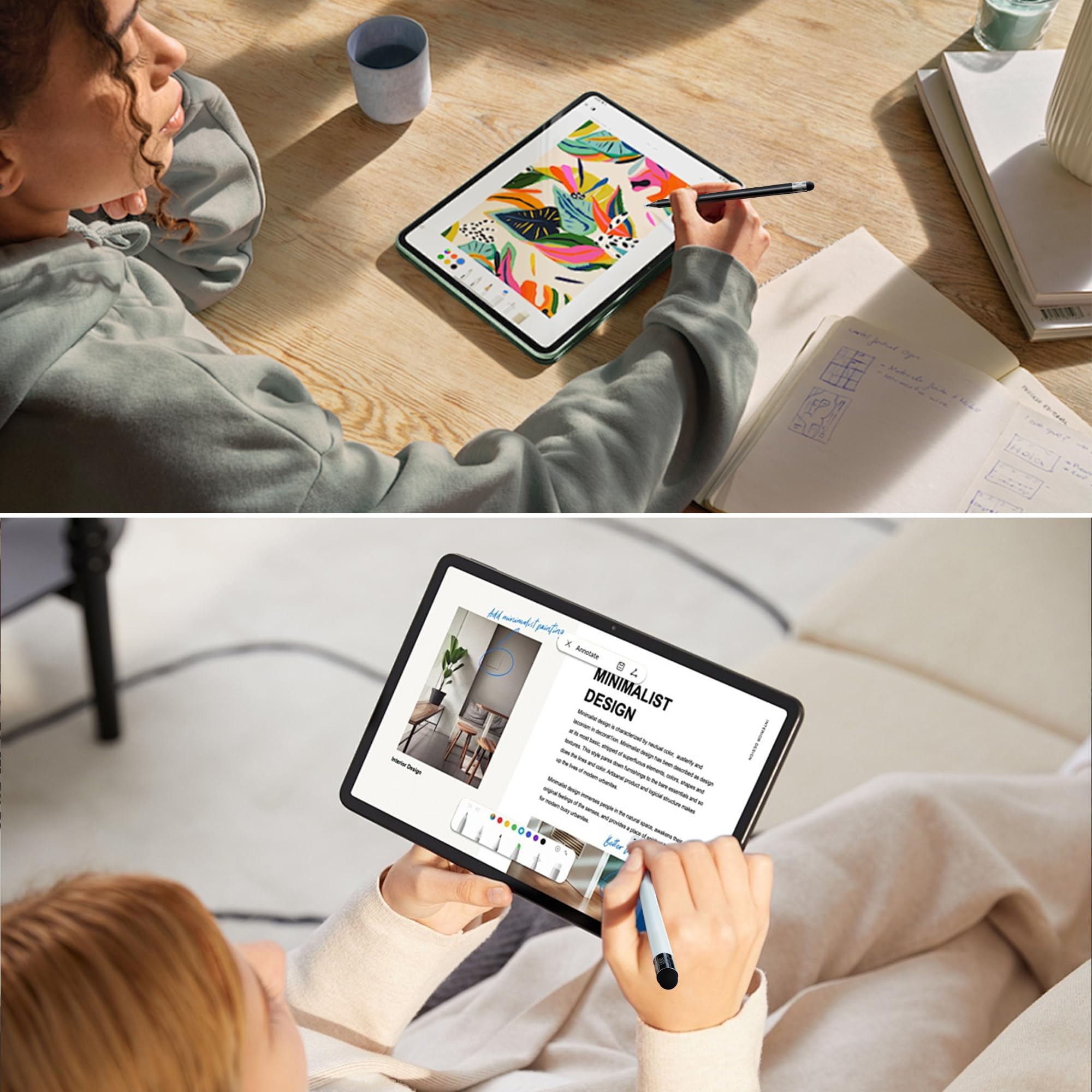 Pennino capacitivo 2 in 1 per touch screen, compatibile con telefono/tablet/tutti i touch screen (6 x multicolore)