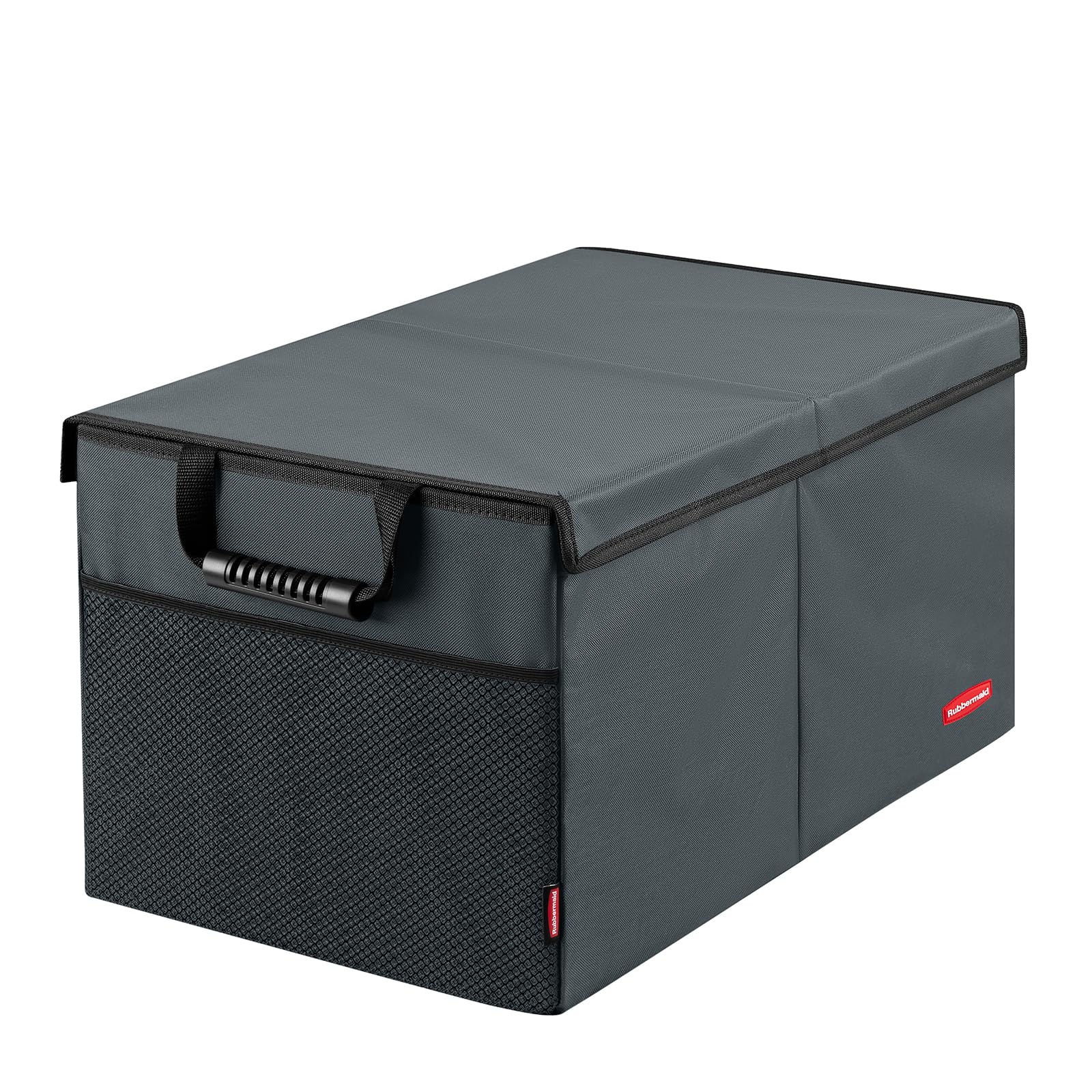 Rubbermaid Car Organizer, Collapsible Trunk Organizer, Multi-Compartment Car Storage Organization for Car Accessories, 2 Compartments With Cover, 21.65"*14.17"*12.2" - Gray