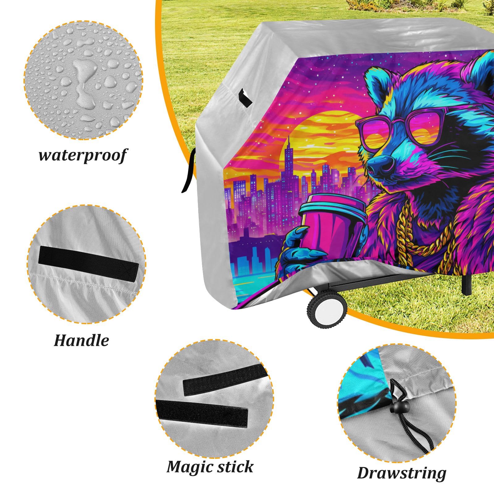 Upstart Raccoon - Funda para barbacoa impermeable y resistente al aire libre