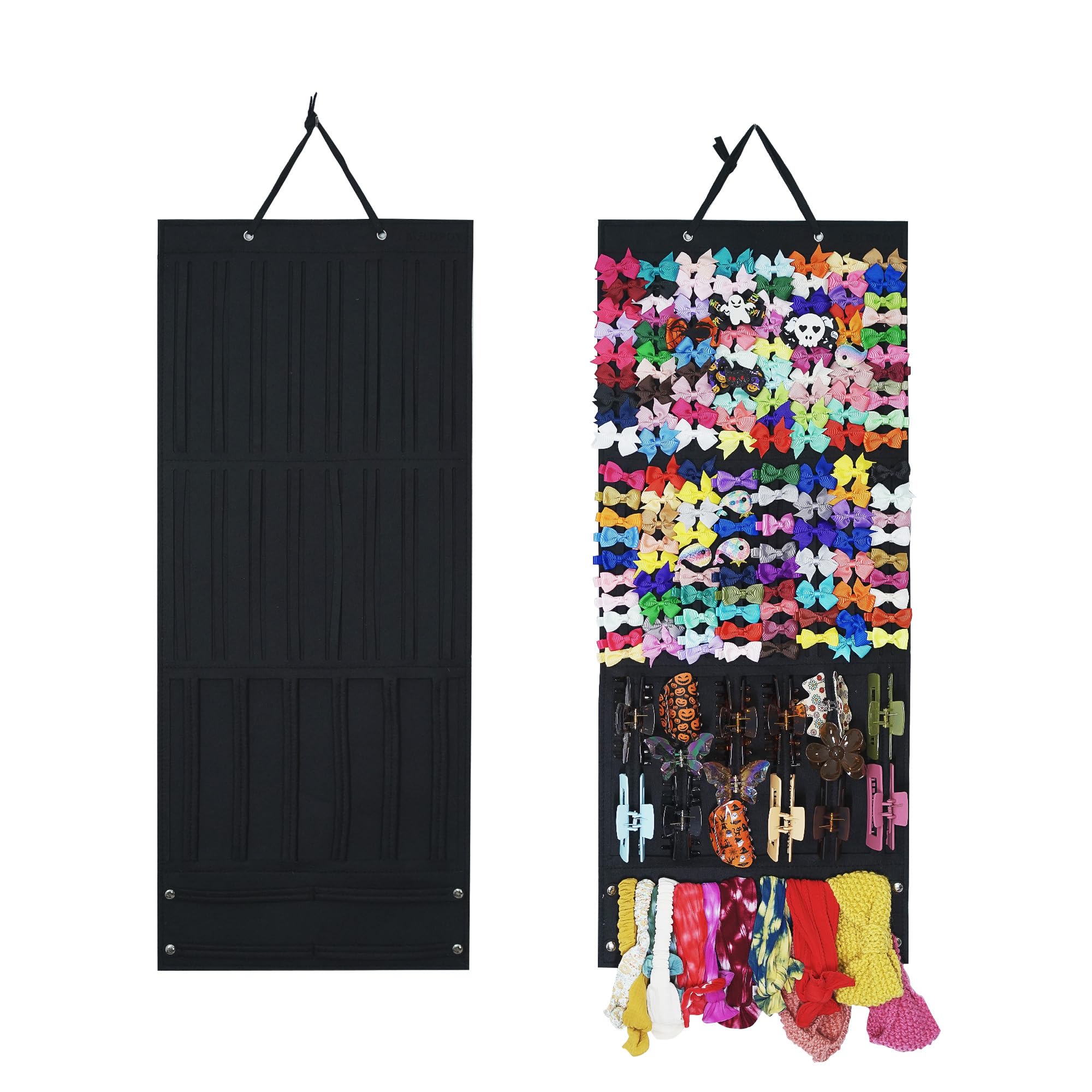 MJLDPOY Hair Bow Holder Organizer for Girls, Baby Hair Accessory Storage Display for Clips, Claw Clips, Headbands (Black)