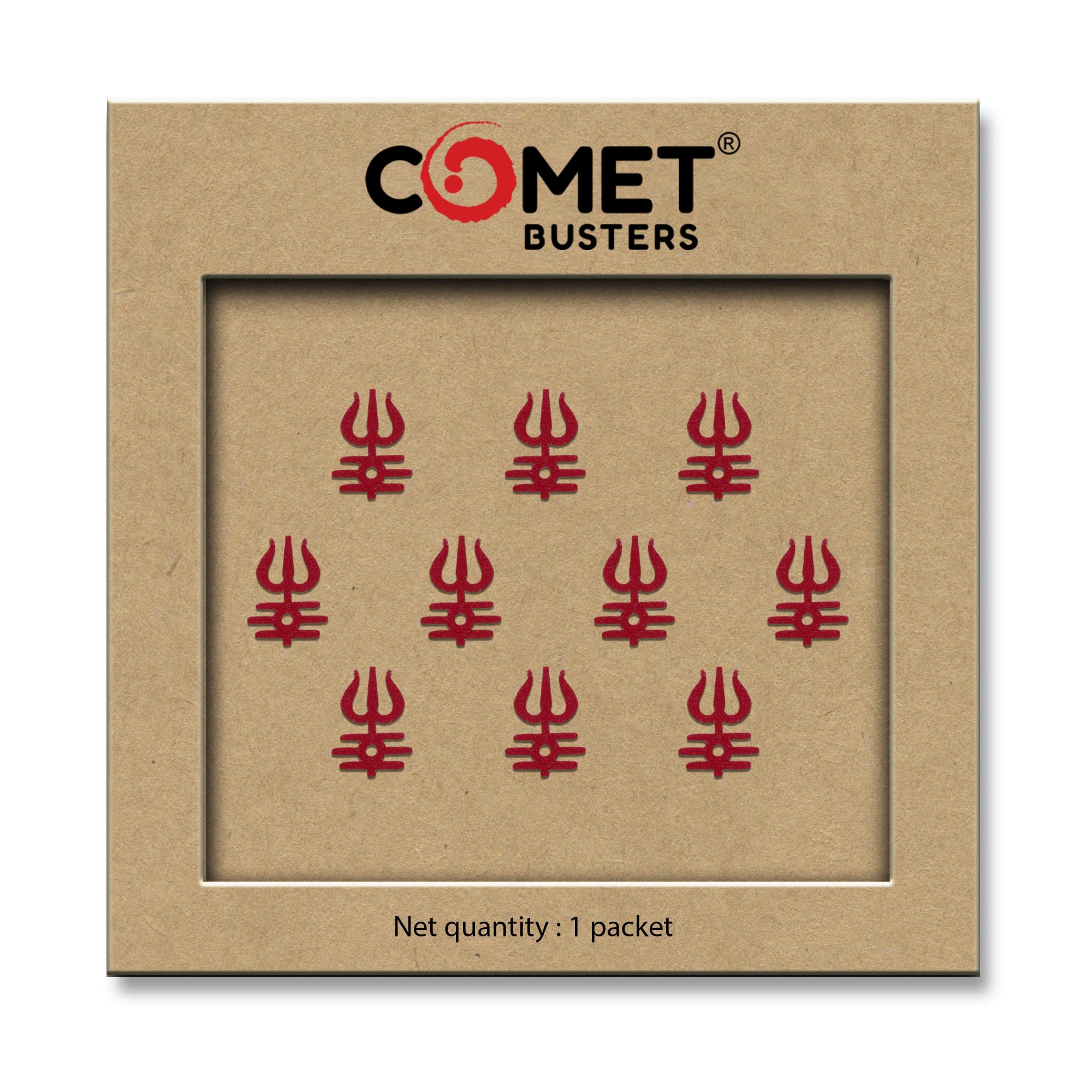 Comet Busters® Mahakal Trishul Designer Bindis – Lord Shiva Devotional Bindis – Red Tripundra Trishul Forehead Bindis – Reusable Stick-On Bindis for Women (CBIN2523) (13mm)-picture-40