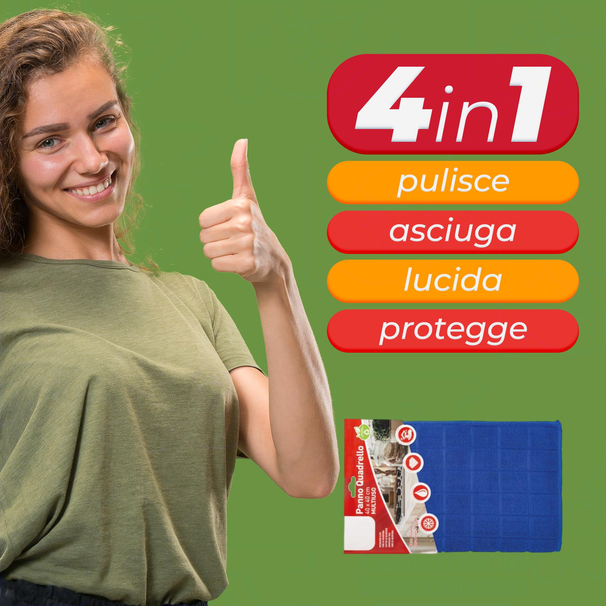 Sicignano – Tissu quadrillage 100 % microfibre, extra propre, résistant, sans halos, multi-usages, pour toutes les surfaces, lavable et réutilisable, couleurs assorties (3, 40 x 40 cm)