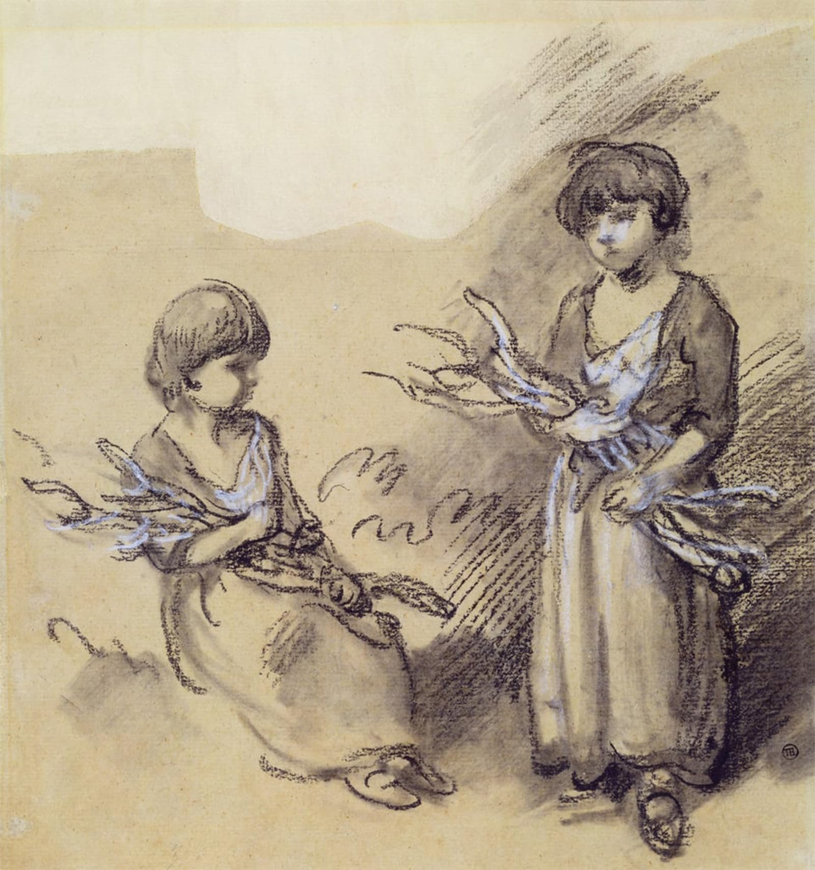 ARTXLXXBN Famous Painting Canvas Artwork Graffiti Print Study of Girls Carrying Faggots by Gainsborough Portrait Canvas Image for Home Decor 60x90cm