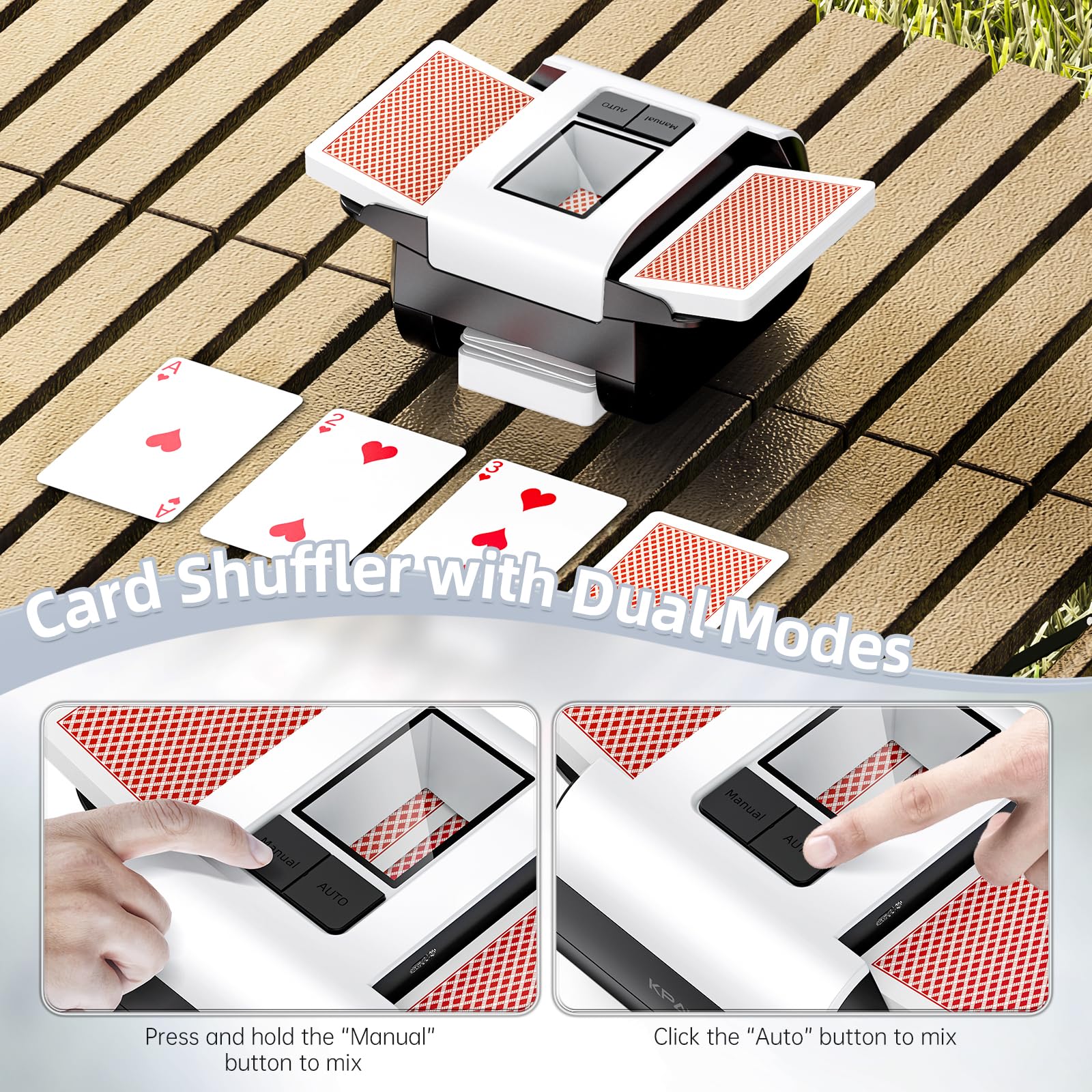 KPAW Mélangeur Automatique De Cartes X1 - 1 Ou 2 Jeux, Rechargeable USB-C, Faible Bruit, Pour Poker, UNO