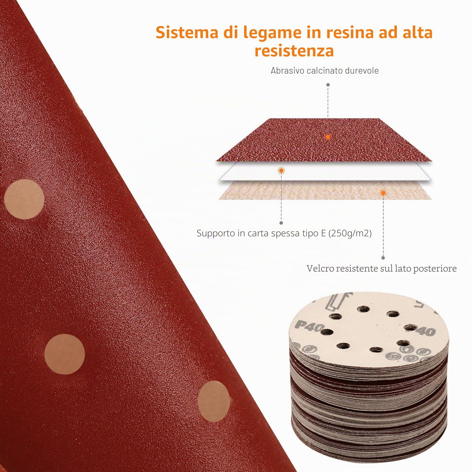 SPTA 100 Pezzi 125mm Dischi Abrasivi Carte Abrasive per Levigatrice 10 x 40/80/120/180/320/400/600/800/1500/2000 Graniglie Ideale per Levigatura/Lucidatura/Spolveratura