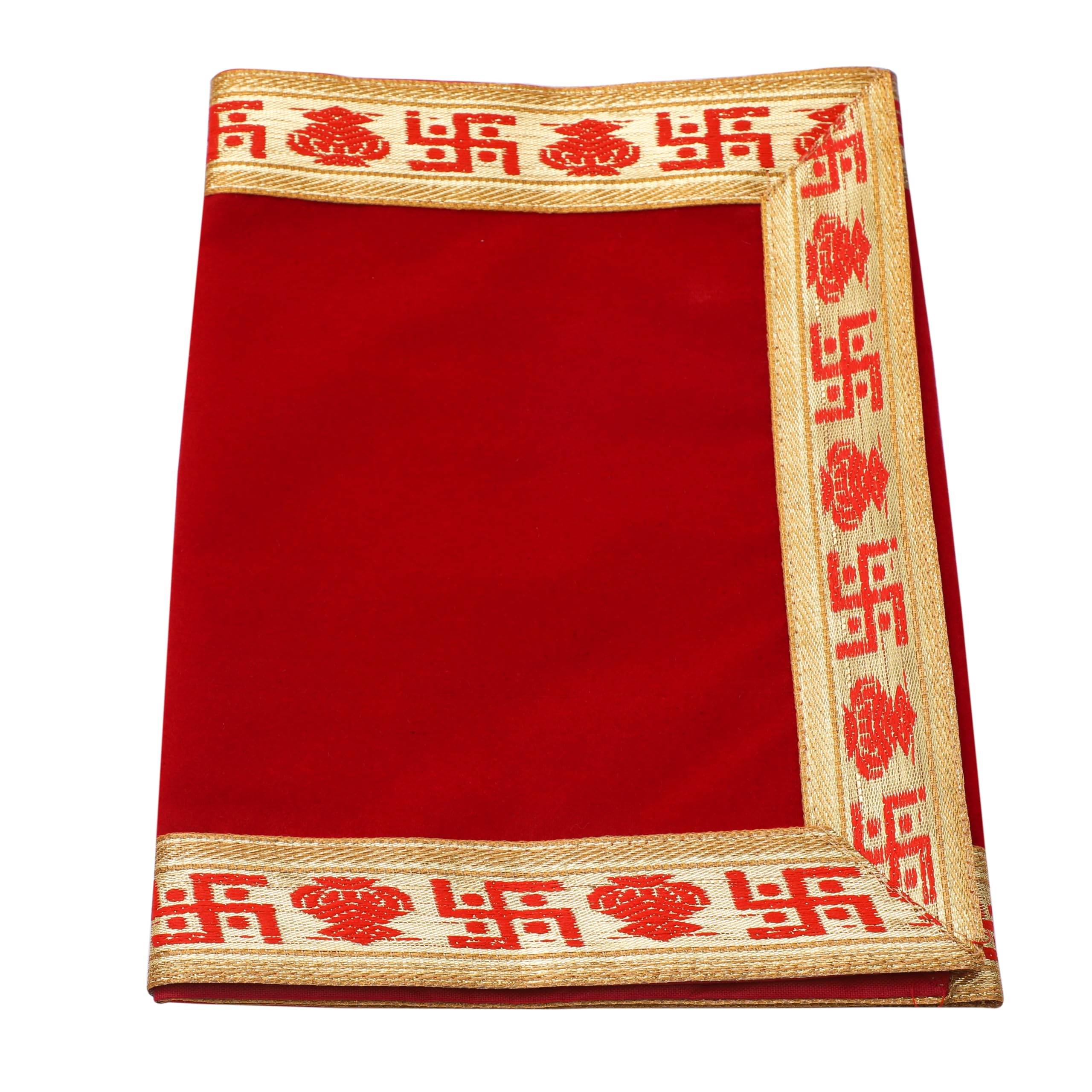 Aasan Velvet baithak Assan Big Large Plain Velvet Pooja rumal Aasan Cloth/Chowki Kapda for Puja Table use for Puja Cloth Home Mandir Temple Item for Decoration (Red, 40/20 inches)