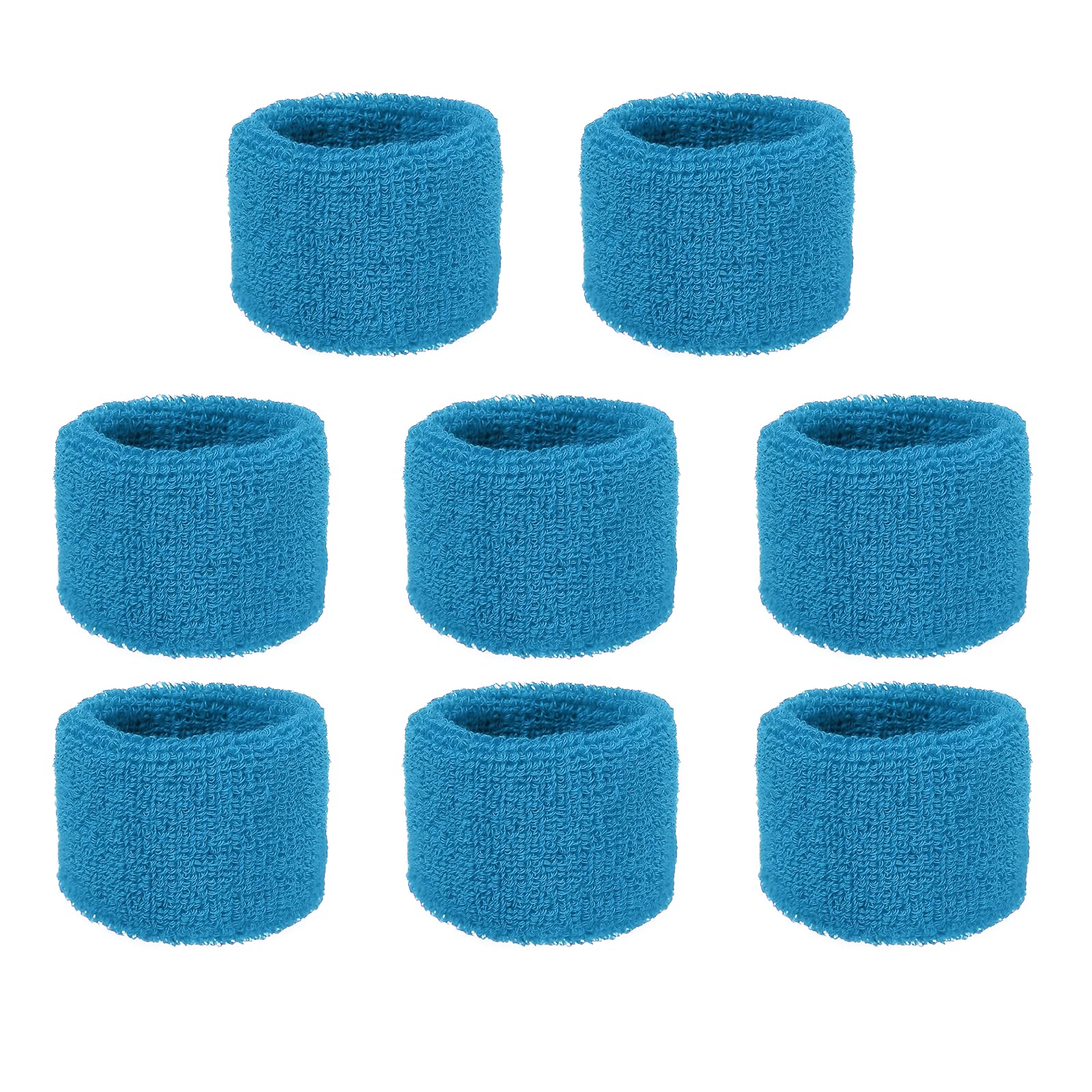 YELARXI Wrist Bands for Sweat, Sports Wrist Sweat Bands, Sports Wristband Sweatbands Breathable Absorbent Tennis Wristbands 8 Pcs & Sapphire Blue -Fitting for Basketball/Football/Gym