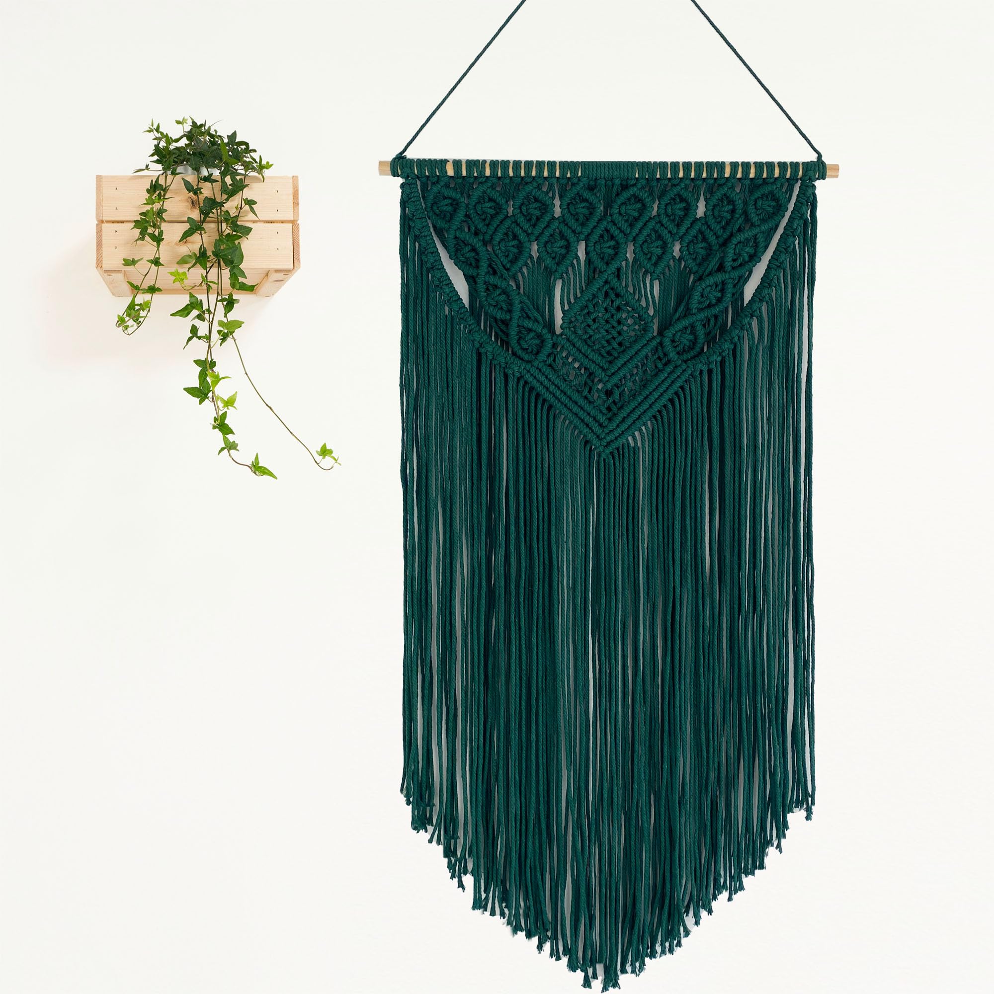 Winterdemoon Makramee-Wandbehang, Boho-Stil, gewebter Wandteppich, Heimdekoration.