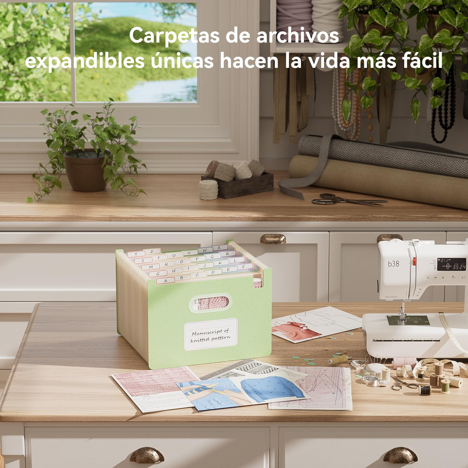 EcoStash Carpeta Clasificadora Acordeón 26 Bolsillos Archivador A4 Paja de Trigo Clasificador Documentos Expandibles Vertical Libre de BPA Verde Menta