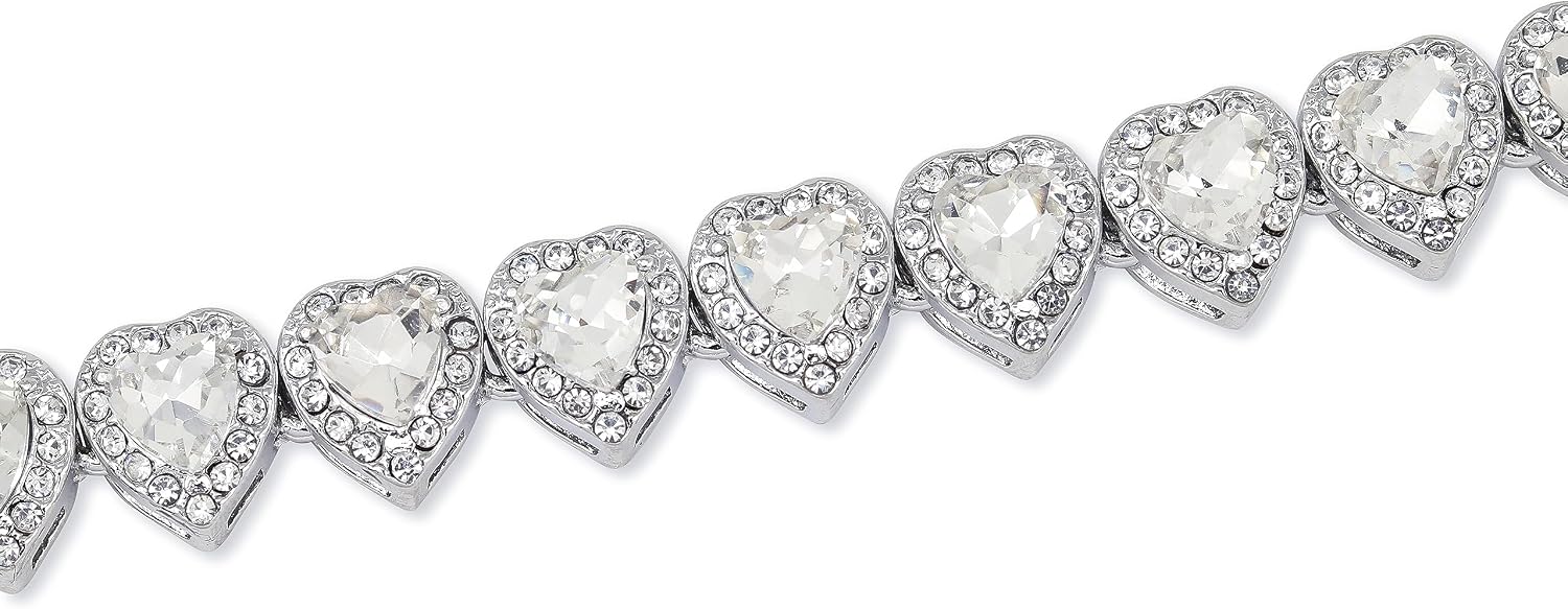 Luxurious Iced Out 10mm Ladies Heart Cluster Chains - Elegant Jewelry with Simulated Diamonds and Cubic Zirconia in Durable Alloy - in 14k Gold or Silver Tone Finish - Single Chain and Chains Combo