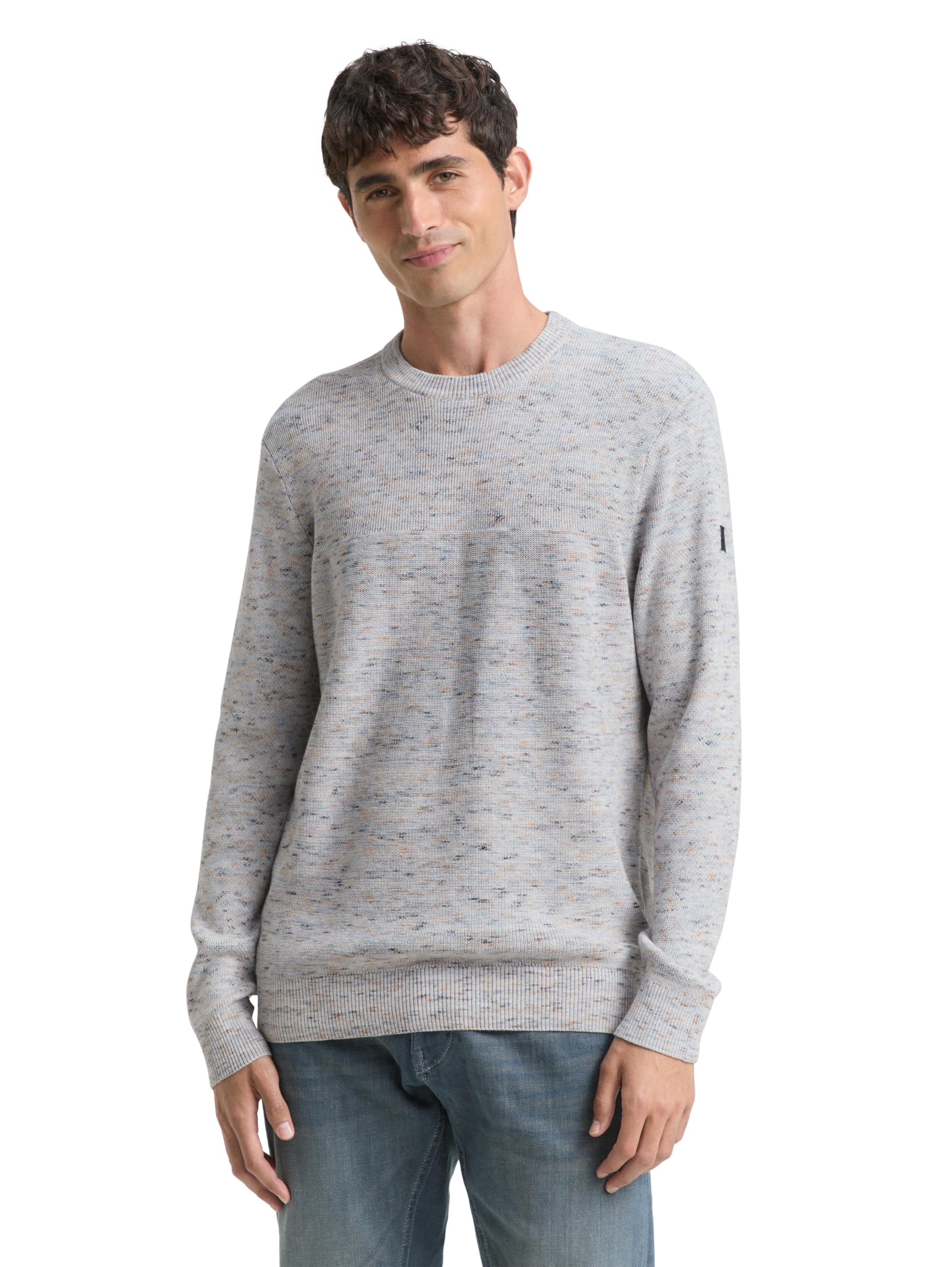 TOM TAILOR Herren 1048814 Space Dye Pullover mit Rundhalsausschnitt