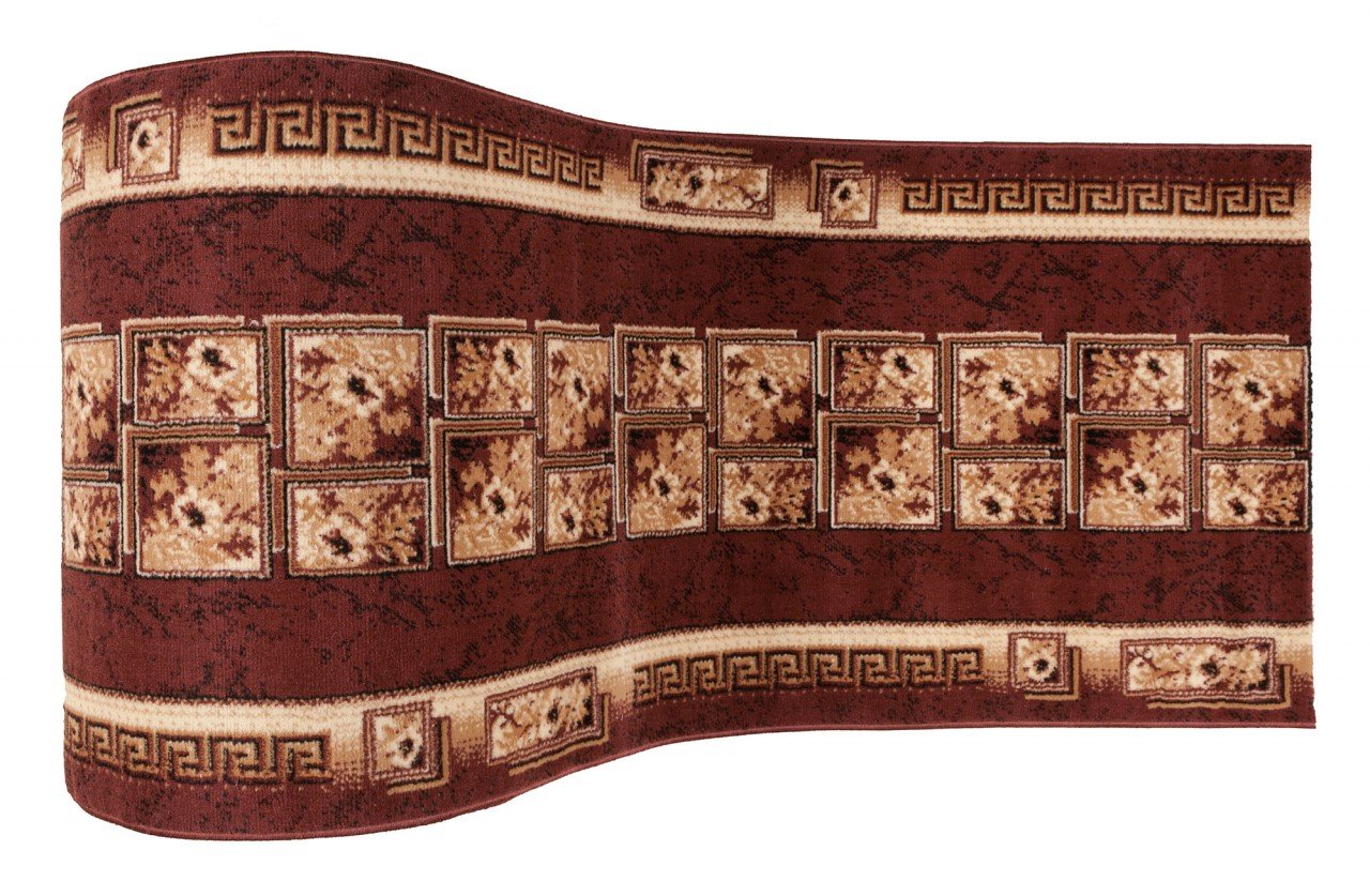 Tapiso Atlas chodnik na korytarz, krótkie runo, dywan do kuchni, salonu, retro, kwiatowy, kwadratowy, wzór w kolorze brązowym, beżowym, Ökotex 120 x 400 cm