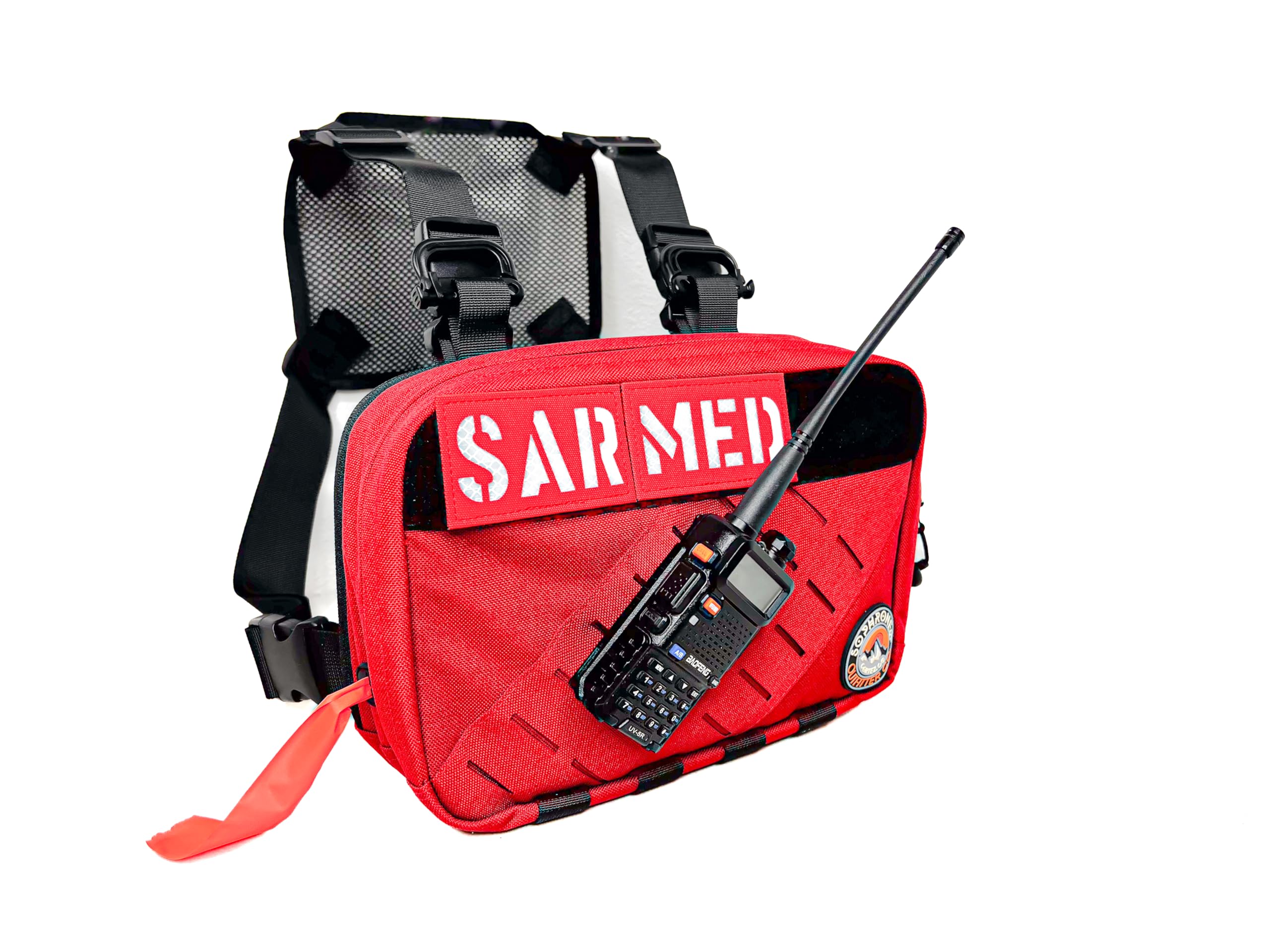 Sophroneo Outfitter Co.Valor Chest Pack | Search and Rescue Chest Pack | Hiking, Hunting, Medical IFAK and More | Red