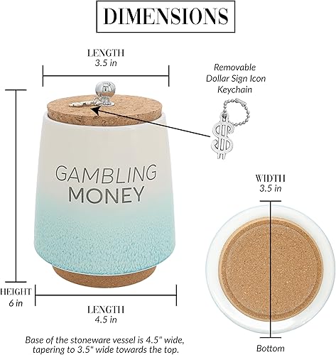 Miniatura 5 de Pavilion Gift Company Gambling-Caja de ahorros de cerámica de 6.5", verde, beige, marrón