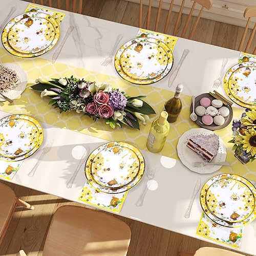 Miniatura 6 de Suministros de fiesta de baby shower de abeja, decoraciones del día de las abejas, platos y servilletas de abejorros, decoraciones de fiesta de