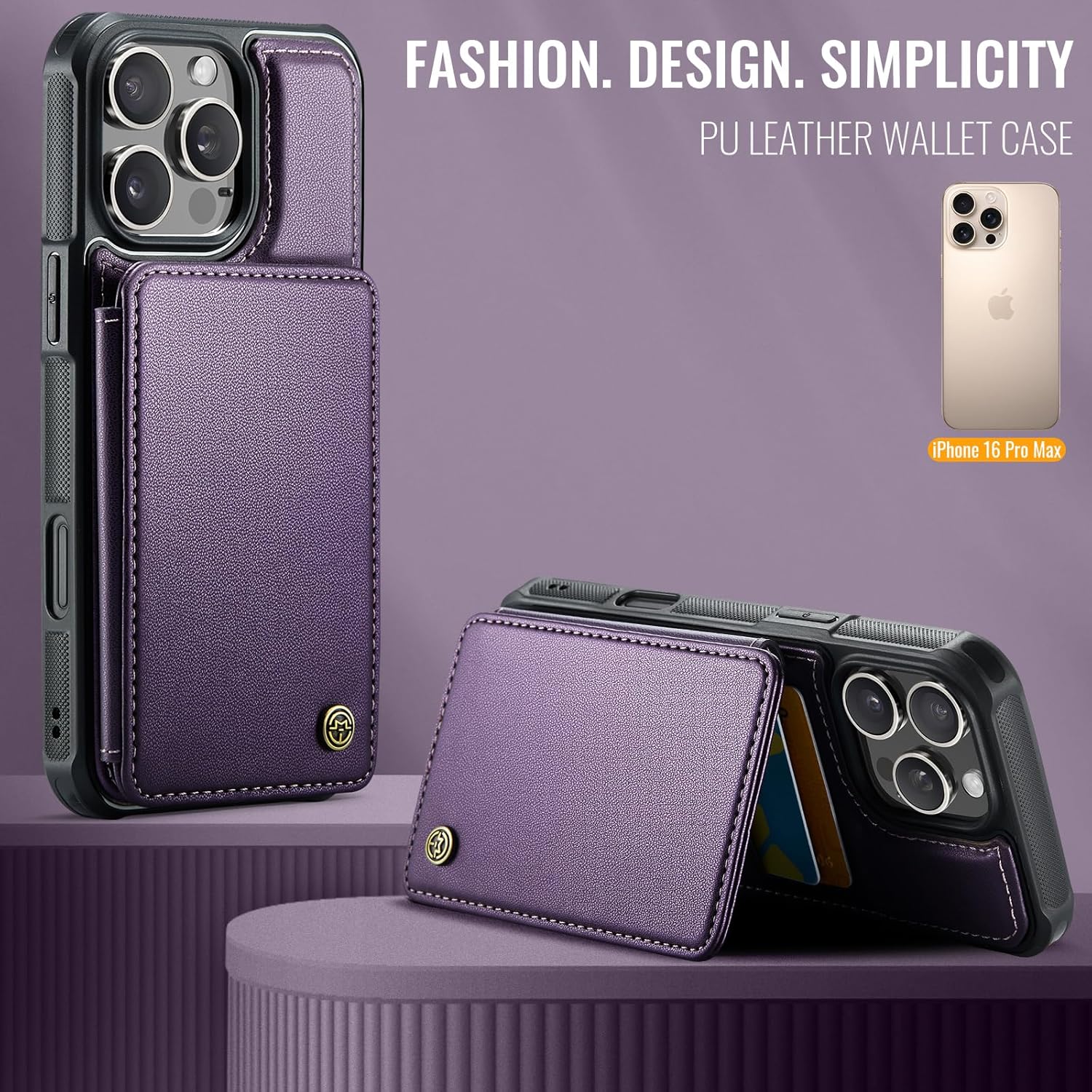 Vinich for iPhone 16 Pro Max Wallet Case with Card Holder, RFID Blocking Credit Slots Kickstand Shockproof Phone Cover Fit for iPhone 16 Pro Max 6.9" Purple - Image 8