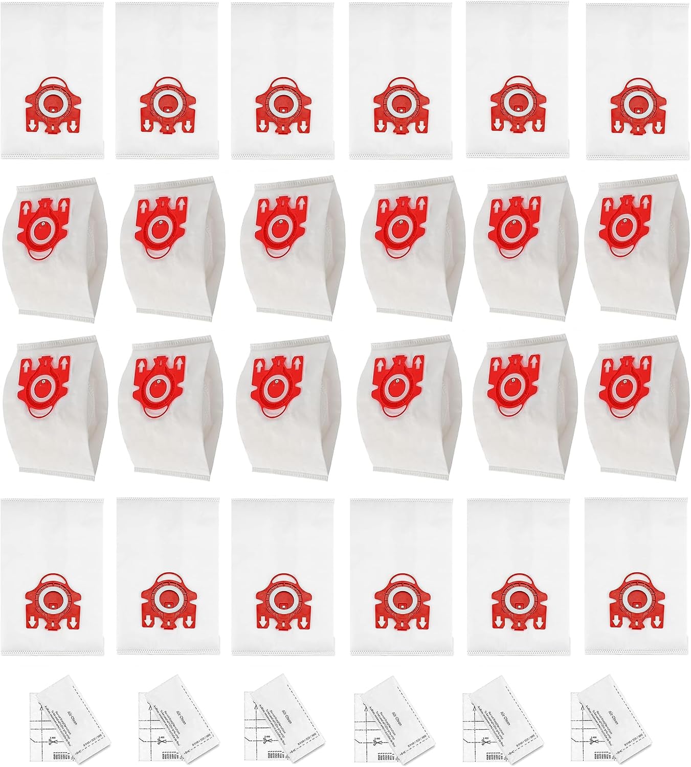 24 Pack 3D Airclean Vacuum Bag Replacement for Miele FJM Vacuum Compact C2 Compact C1 Complete C1 S241 S290 S300i S500 S700 S4 S6 Series With 6 Motor Protection Filters 6 AirClean