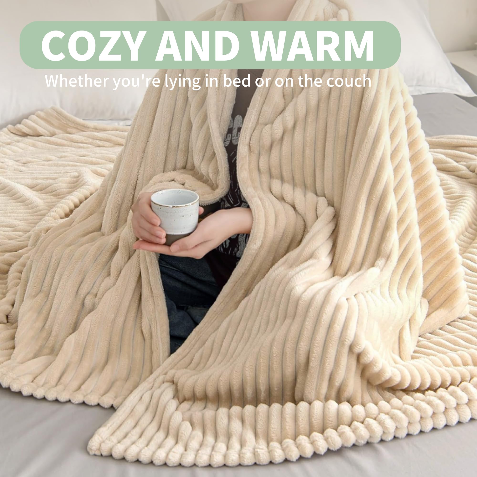 Coperta coccolosa Coperta in pile Coperta di flanella Coperta unicolore Coperta per divano Soffice lancio Microfibra Copriletto Coperta per letto Divano Ufficio Camera da letto 150x200cm Khaki