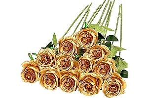 12PCS Artificial Silk Gold Flowers | Enchant Your Space with Shimmering Splendor