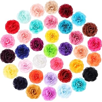 WILLBOND 36 Pieces Dog Collar Flowers Pet Bow Tie Flower Collars Multicolored Pet Charms Flowers for Cat Puppy Collar Grooming Accessories, 36 Colors