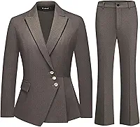Conjunto de terno feminino de risca de risca de giz slim fit assimétrico blazer bootcut calça formal roupa formal para mulheres escritório negócios